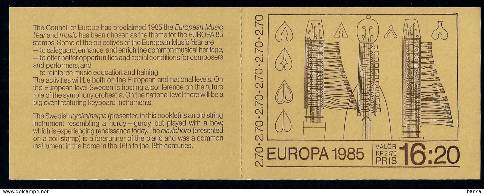 Sweden1985: Europa CEPT; European Music Year, MNH(**) - 1985