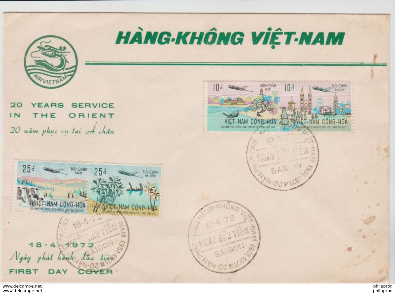 S.VIETNAM  1972  SPECIAL FDC  AIR VIETNAM - Viêt-Nam