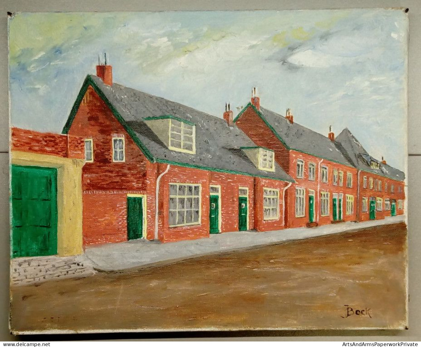 Rangée De Maisons Le Long De La Rue/ Row Of Houses Along The Street, J. Bock - Oleo