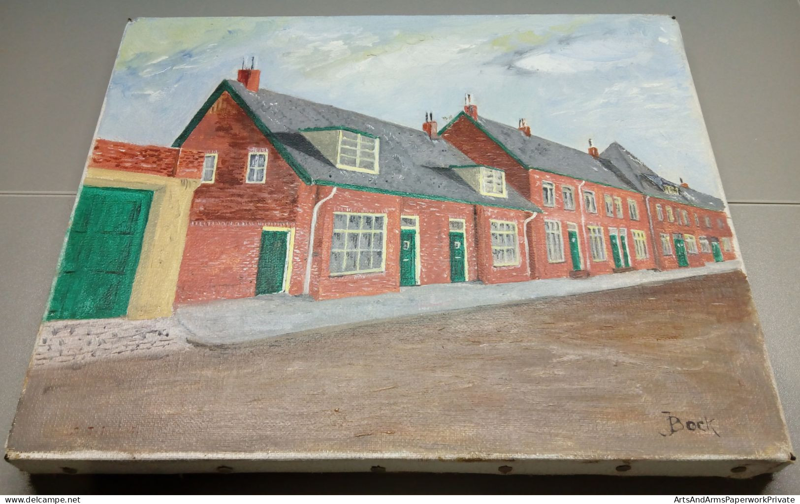 Rangée De Maisons Le Long De La Rue/ Row Of Houses Along The Street, J. Bock - Huiles