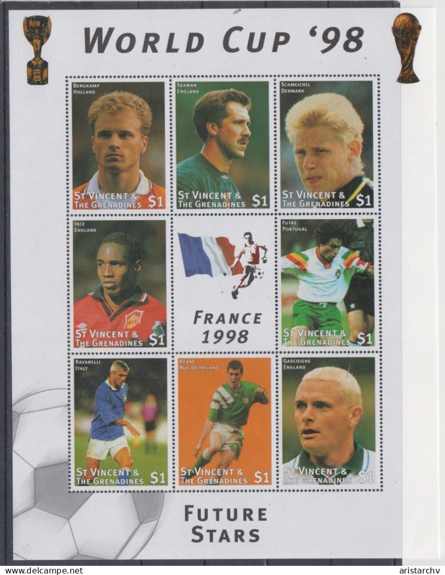 ST. VINCENT GRENADINES 1998 FOOTBALL WORLD CUP 4 S/SHEETS 4 SHEETLETS AND 6 STAMPS - 1998 – France