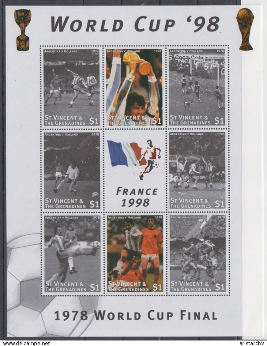 ST. VINCENT GRENADINES 1998 FOOTBALL WORLD CUP 4 S/SHEETS 4 SHEETLETS AND 6 STAMPS - 1998 – Francia