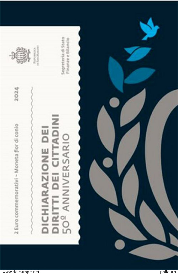 San Marino (Saint Marin) 2024 : 2 Euro Commémorative "Déclaration Des Droits Du Citoyen" (en Coffret BU) - San Marino
