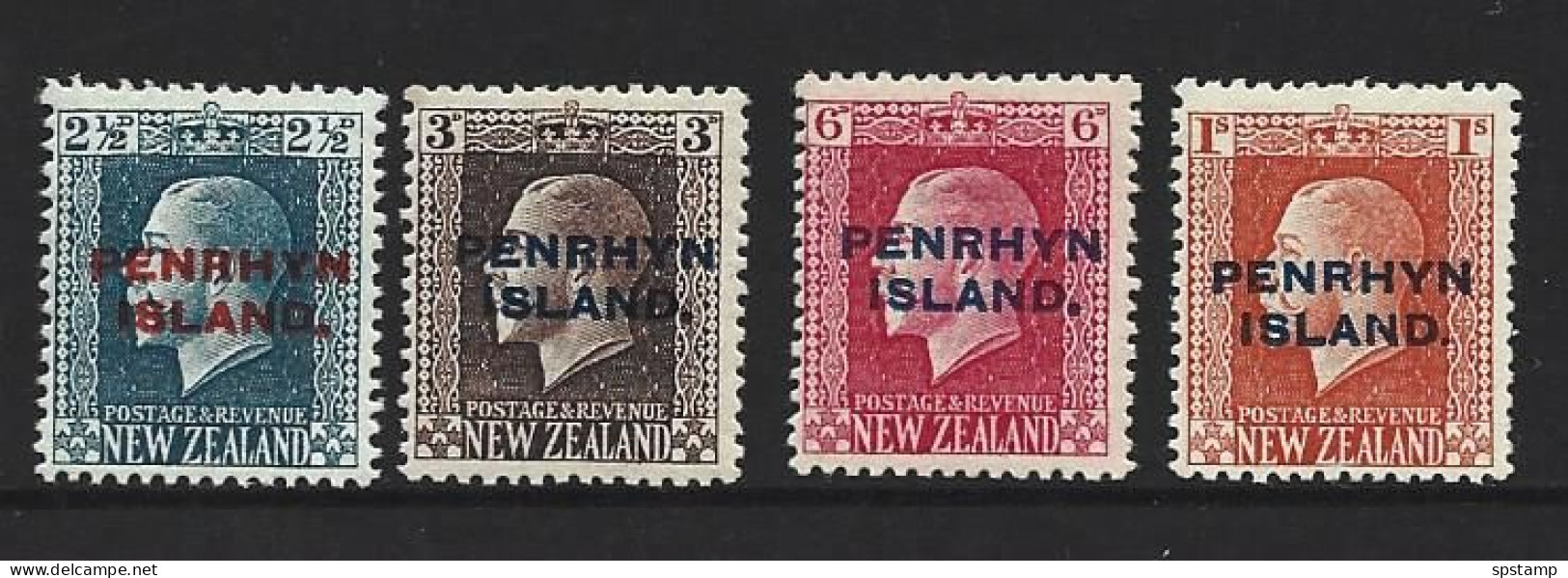 Penrhyn Island 1917 - 1920 Overprints On KGV Perf. 14 X 14.5 Set Of 4 FM - Penrhyn