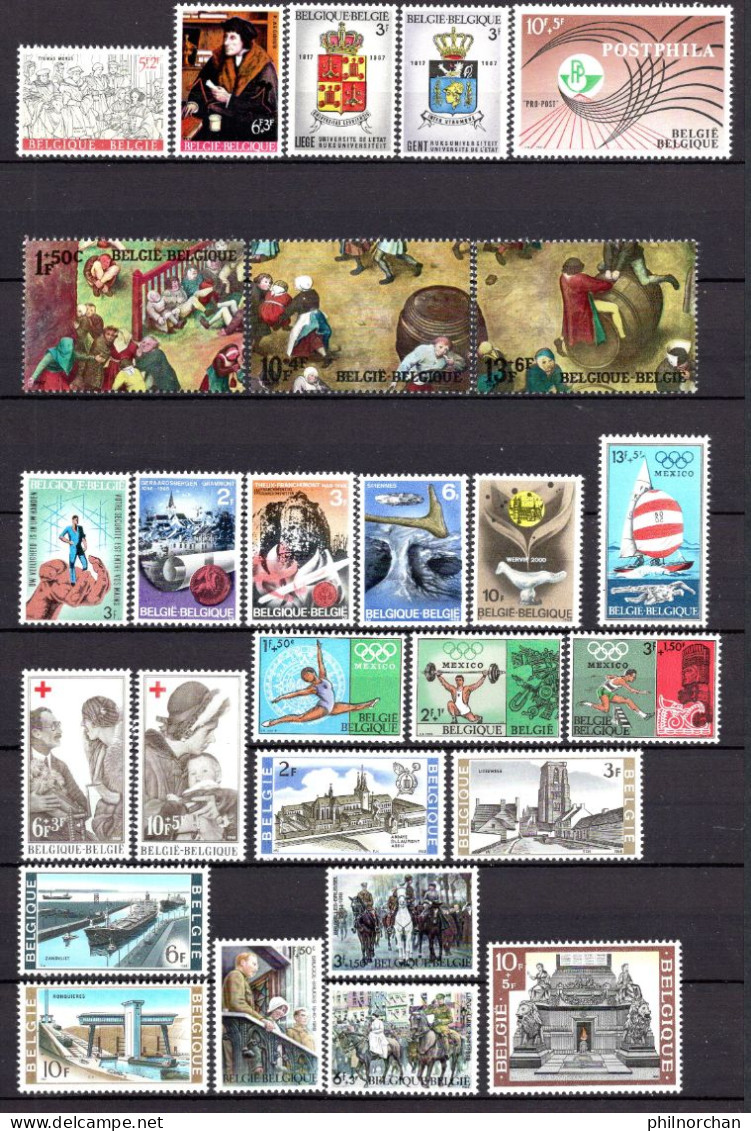 Belgique 1965 à 1971 Neufs** TB 90 Timbres Différents  6,50  €    (cote 40,35 €, 90 Valeurs) - Ungebraucht