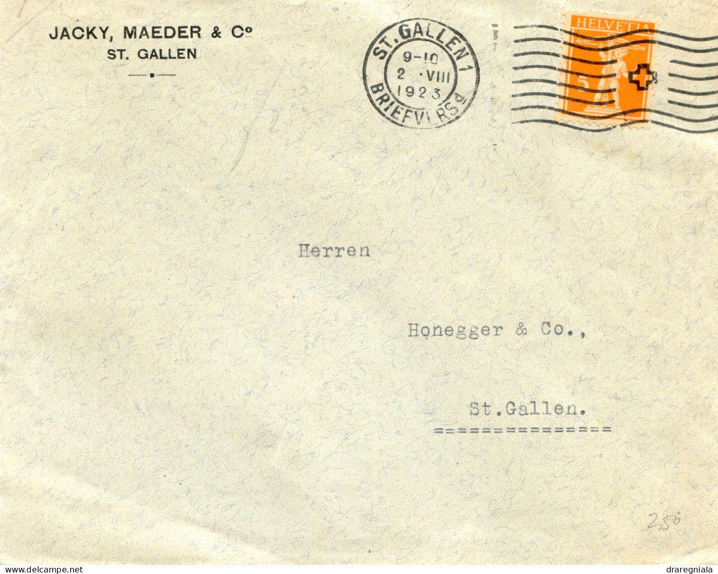 Mail Von St Gallen 1923 - Jacky Maeder & C° -Tellknabe 152 - Poststempel