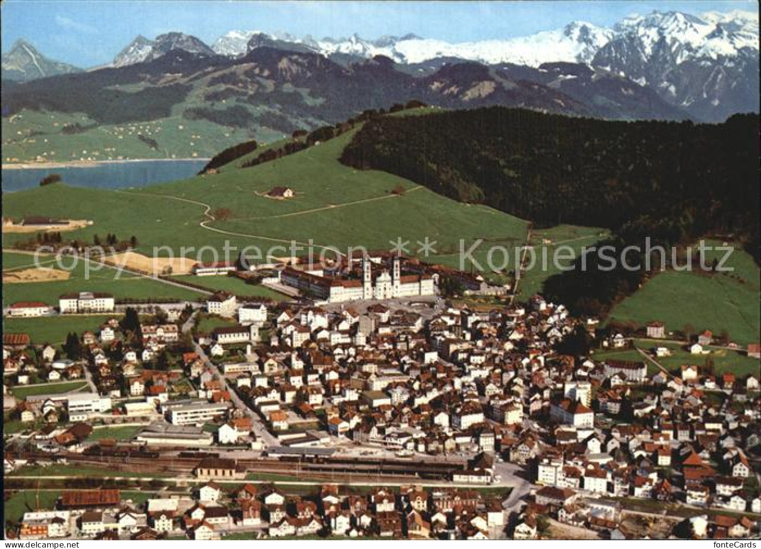 12496324 Einsiedeln SZ Kloster Sihlsee Und Glarner Alpen Fliegeraufnahme Einsied - Sonstige & Ohne Zuordnung