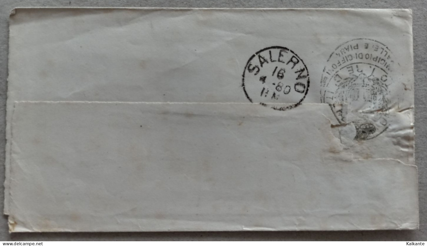 1890 - Busta Al Prefetto Di Salerno Con Timbro Numerale A Sbarre (3284) - Marcophilie