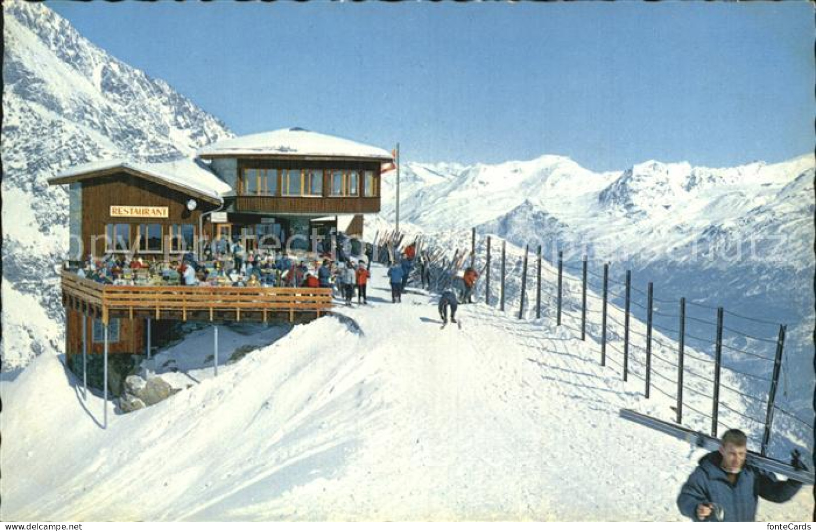 12490721 Saas-Fee Bergsteigerheim Restaurant Laengfluh Winterpanorama Alpen Saas - Other & Unclassified