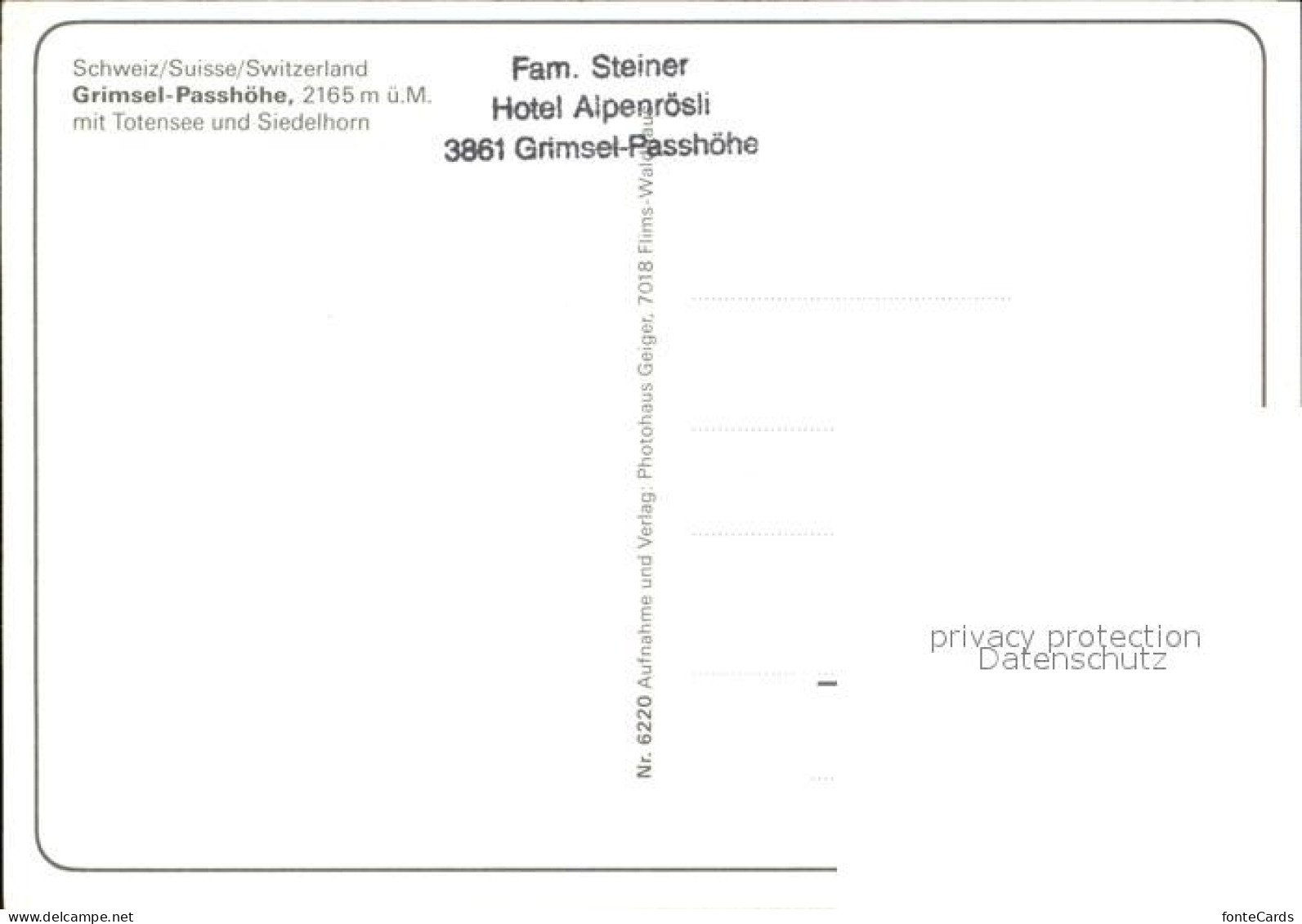 12488763 Grimsel Passhoehe Mit Totensee Und Siedelhorn Grimsel Passhoehe - Autres & Non Classés