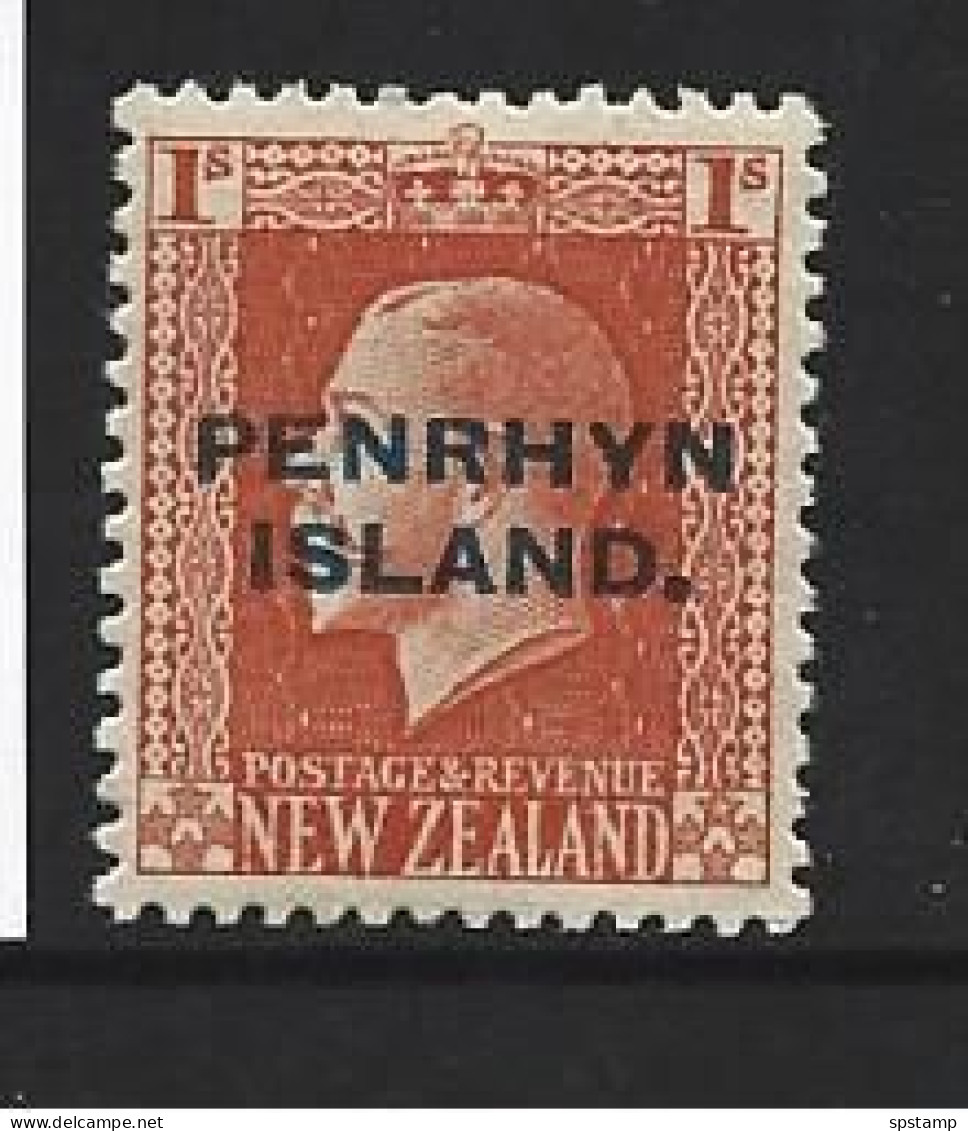 Penrhyn Island 1917 - 1920 Overprints On KGV Perf. 14 X 13.5 1 Shilling Value MLH - Penrhyn