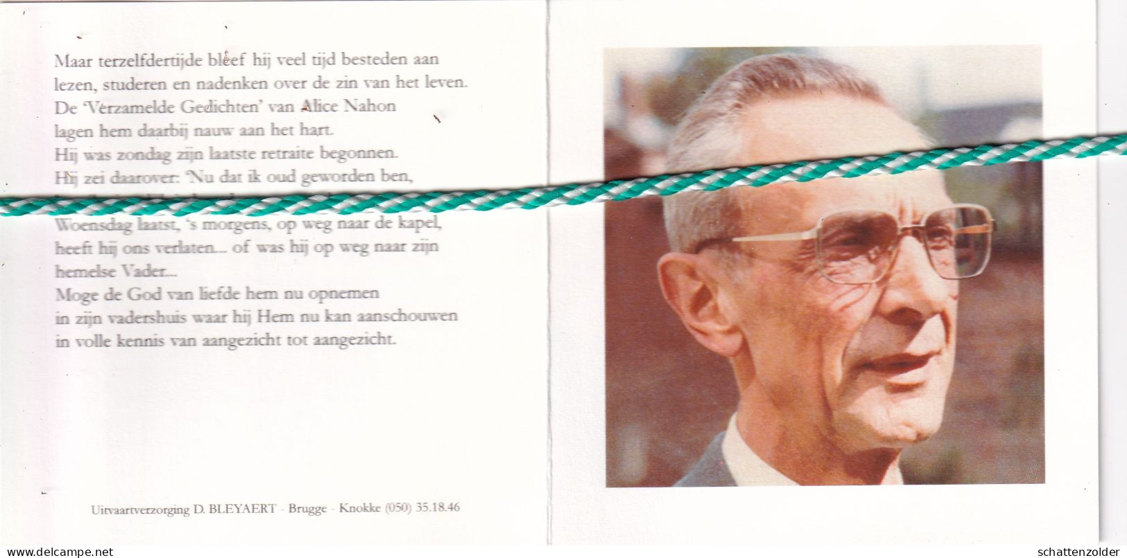 Pater Paul Van Den Broeck, Sint-Niklaas 1919, Varsenare 2005. Kongo, Boechout,Brussel. Foto - Obituary Notices
