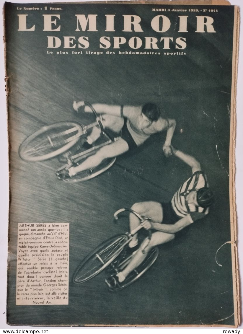 Le Miroir Des Sports - 3 Janvier 1939 (N. 1044) - Andere & Zonder Classificatie