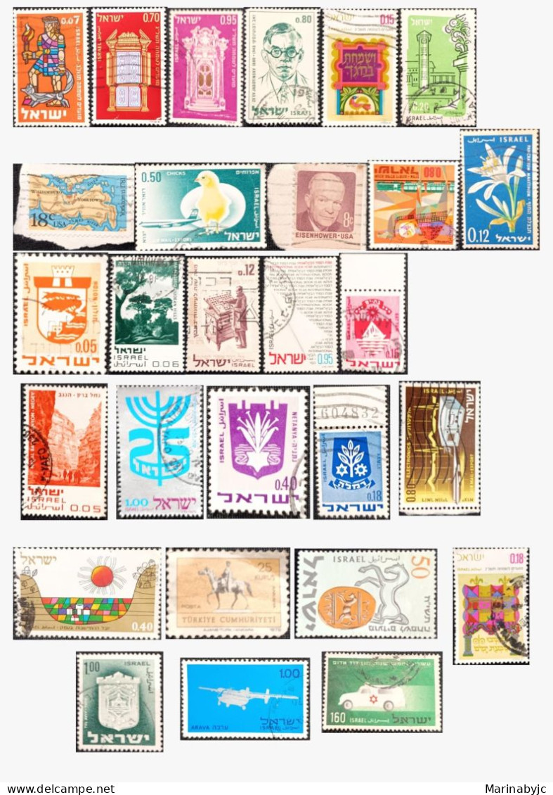 D)ISRAEL, ENVELOPE WITH 28 STAMPS WITH DIFFERENT THEMES, VARIETY OF COLORS, USED - Andere & Zonder Classificatie
