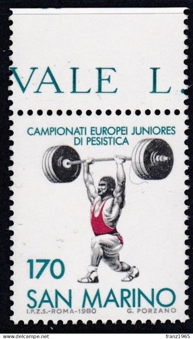 European Junior Weight Lifting Championship - 1980 - Unused Stamps