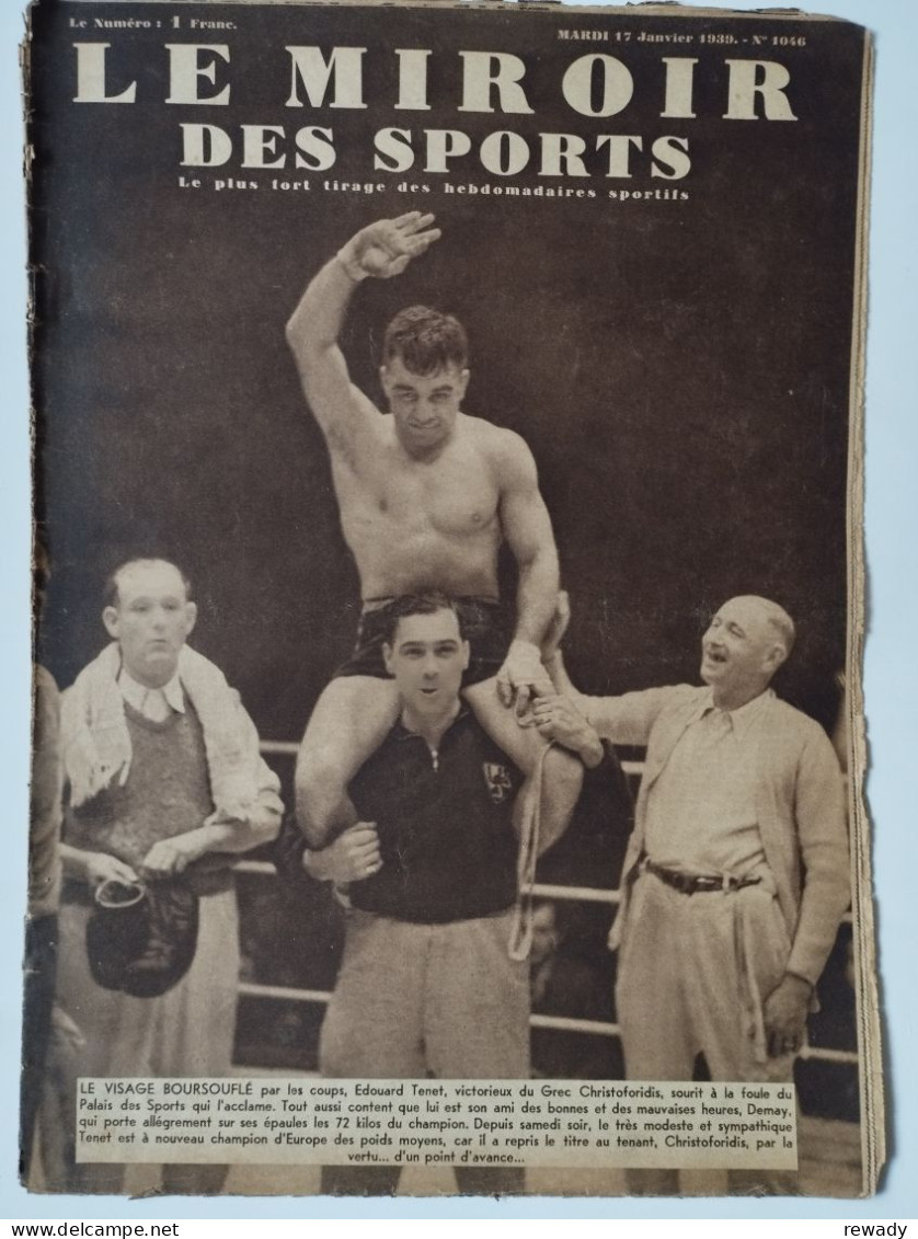 Le Miroir Des Sports - 17 Janvier 1939 (N. 1046) - Autres & Non Classés