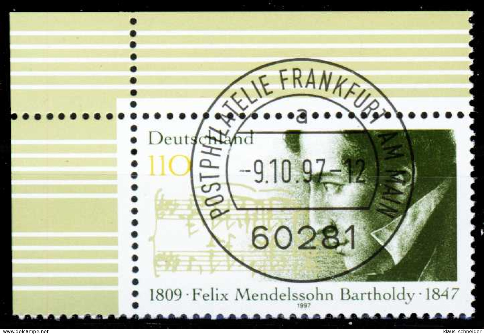 BRD 1997 Nr 1953 Zentrisch Gestempelt ECKE-OLI X2CBD66 - Oblitérés