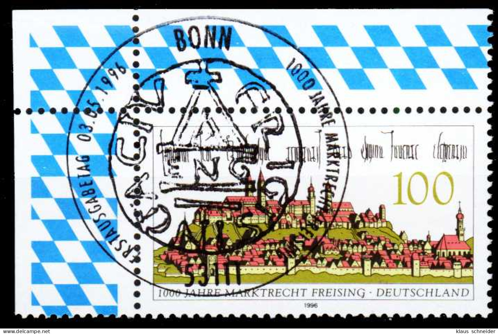 BRD 1996 Nr 1856 ZENTR-ESST ECKE-OLI X2CBEB2 - Oblitérés