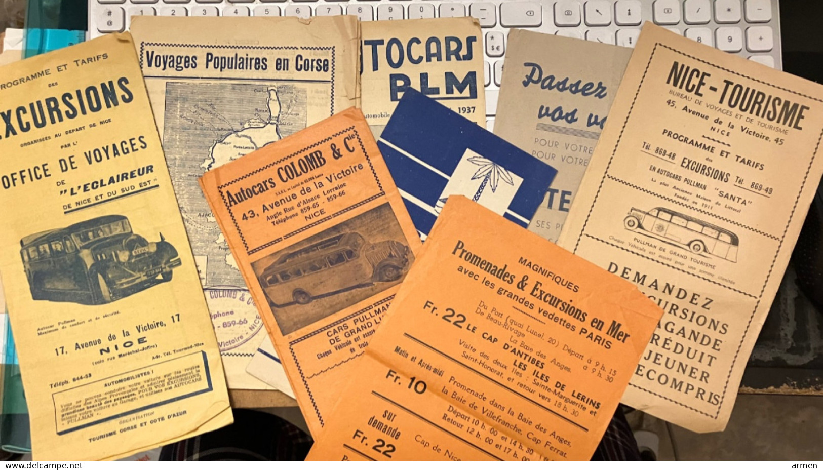 Document Historique 8 Excursions PLM TOURISTIQUE Autocars Nice Cannes Corse - Documents Historiques