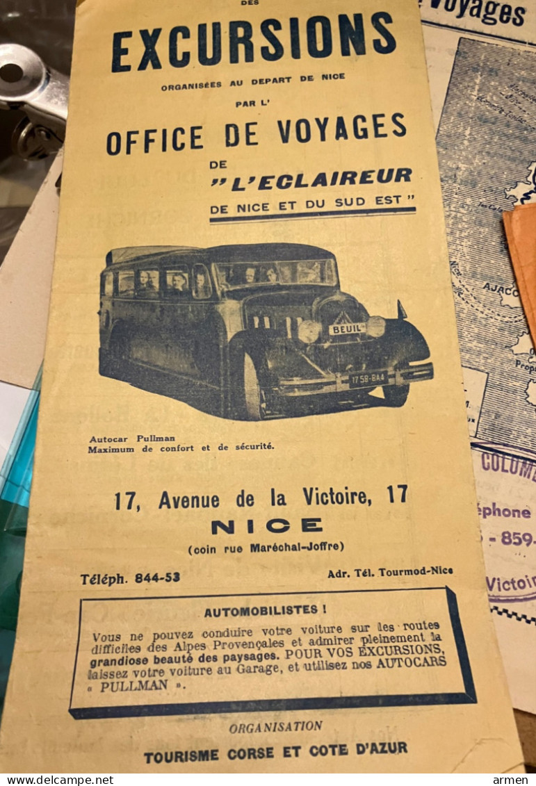 Document Historique 8 Excursions PLM TOURISTIQUE Autocars Nice Cannes Corse - Documents Historiques