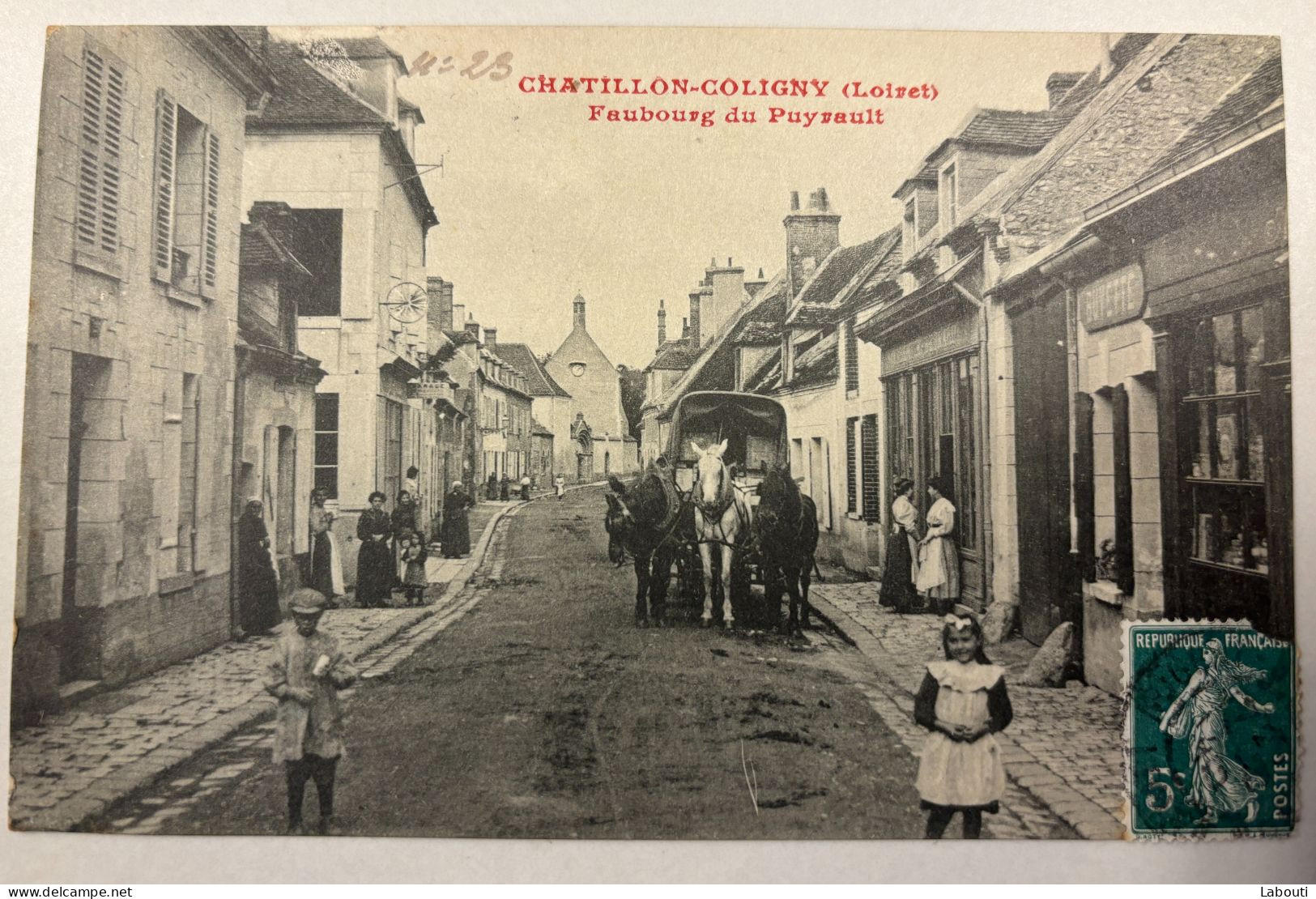 Chatillon-Coligny Loiret Faubourg Du Puyrault Cachet BM Voyagé Vers Viet-nam Tonkin 1910 - Chatillon Coligny