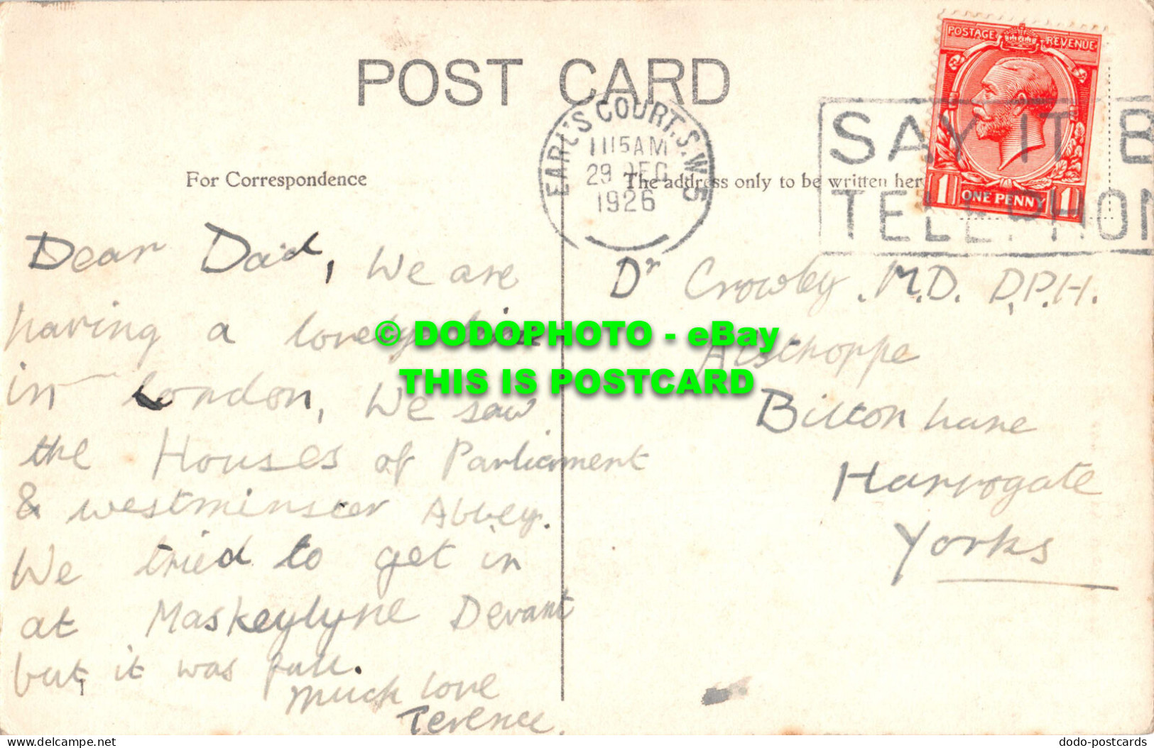 R542397 London. Westminster Abbey And Victoria Tower. 1926 - Other & Unclassified