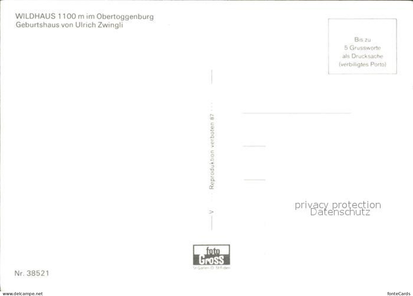 12477763 Wildhaus SG Ulrich Zwingli Geburtshaus Wildhaus - Andere & Zonder Classificatie
