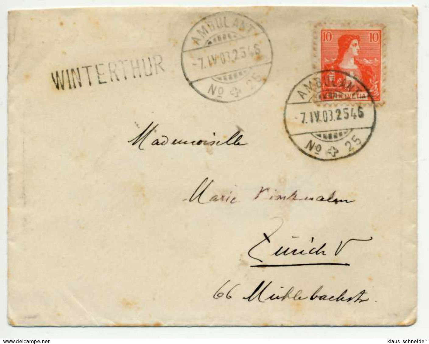 SCHWEIZ 1907 Nr 98 BRIEF EF X6B6AF2 - Cartas & Documentos