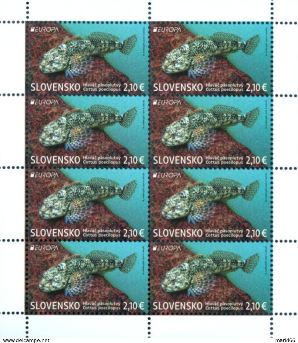 Slovakia - 2024 - Europa CEPT - Underwater Flora And Fauna - Alpine Bullhead Fish - Mint Stamp SHEET - Neufs