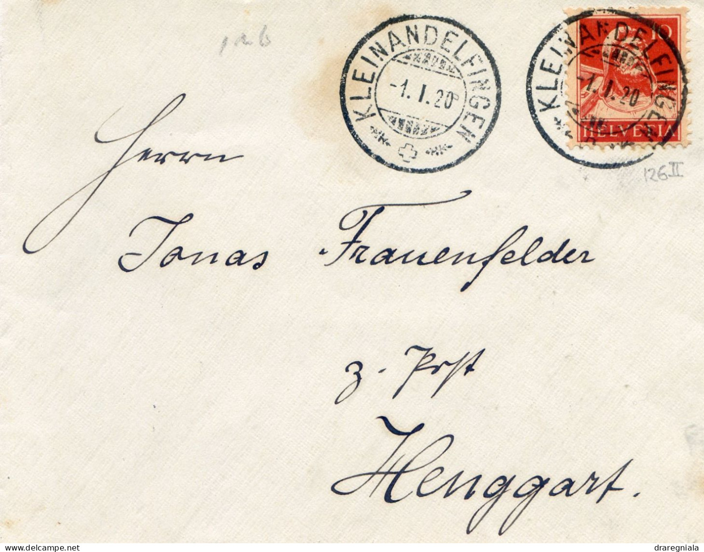 2 Mail Von Kleinandelfingen 1920 1921  - Tellbrustbild 126II - Poststempel