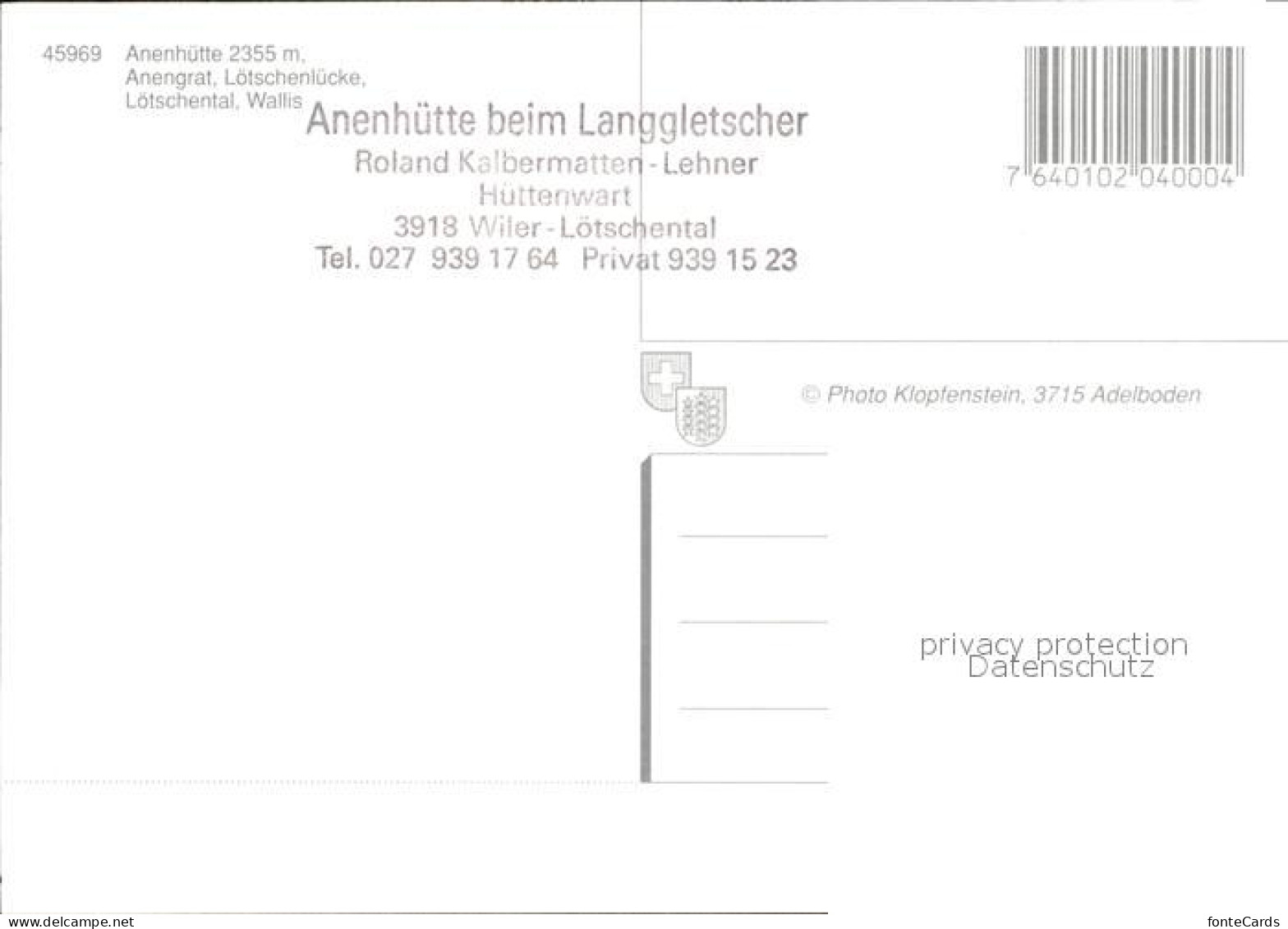 12476633 Wiler Loetschental Anenhuette Anengrat Wiler Loetschental - Sonstige & Ohne Zuordnung