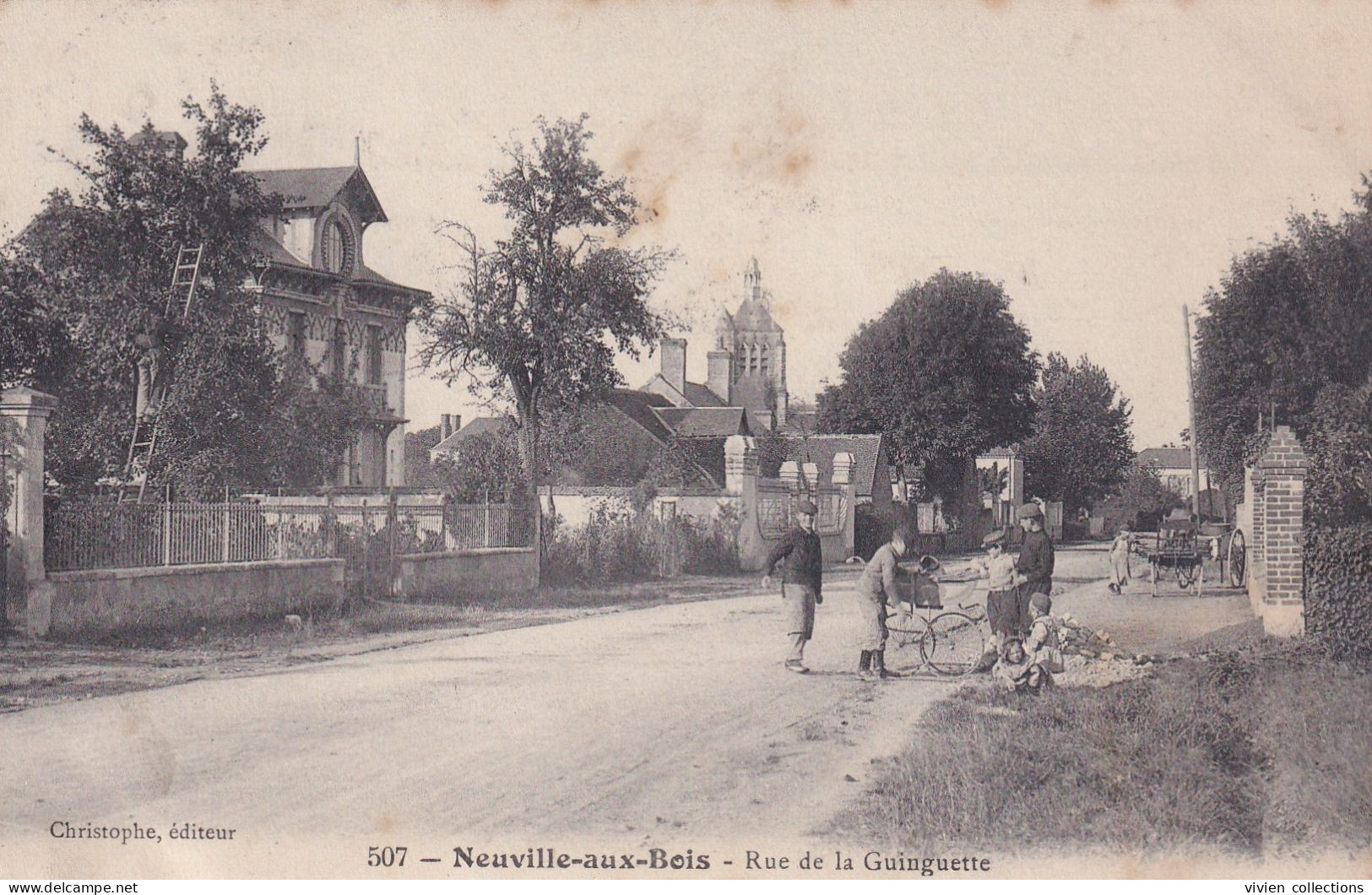 Neuville Aux Bois (45 Loiret) 2 Cartes Rue De La Guinguette Et Route De Loury édit. Christophe 507 Et Pommeret Circulées - Altri & Non Classificati