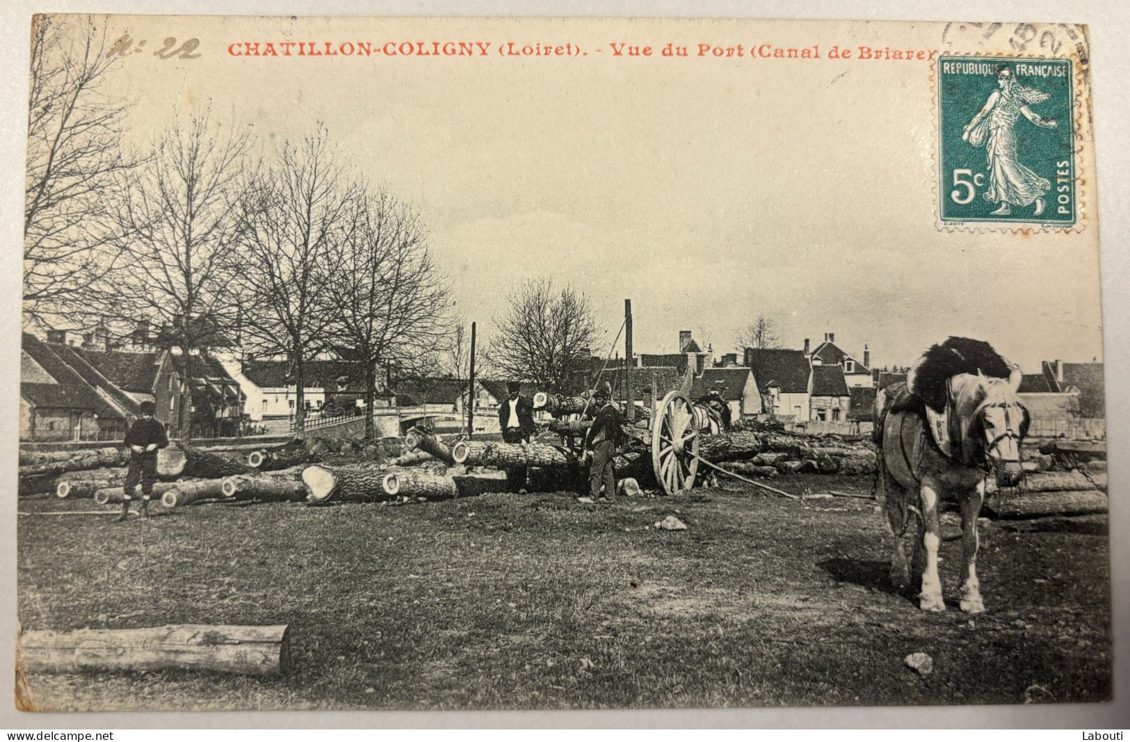 Chatillon-Coligny Loiret Vue Du Port De Briare Cachet BM Voyagé Vers Viet-nam Tonkin 1910 - Chatillon Coligny