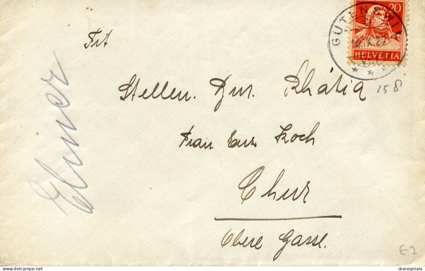 Mail Von Gutenswil 1927 - Tellbrustbild 158 - Storia Postale