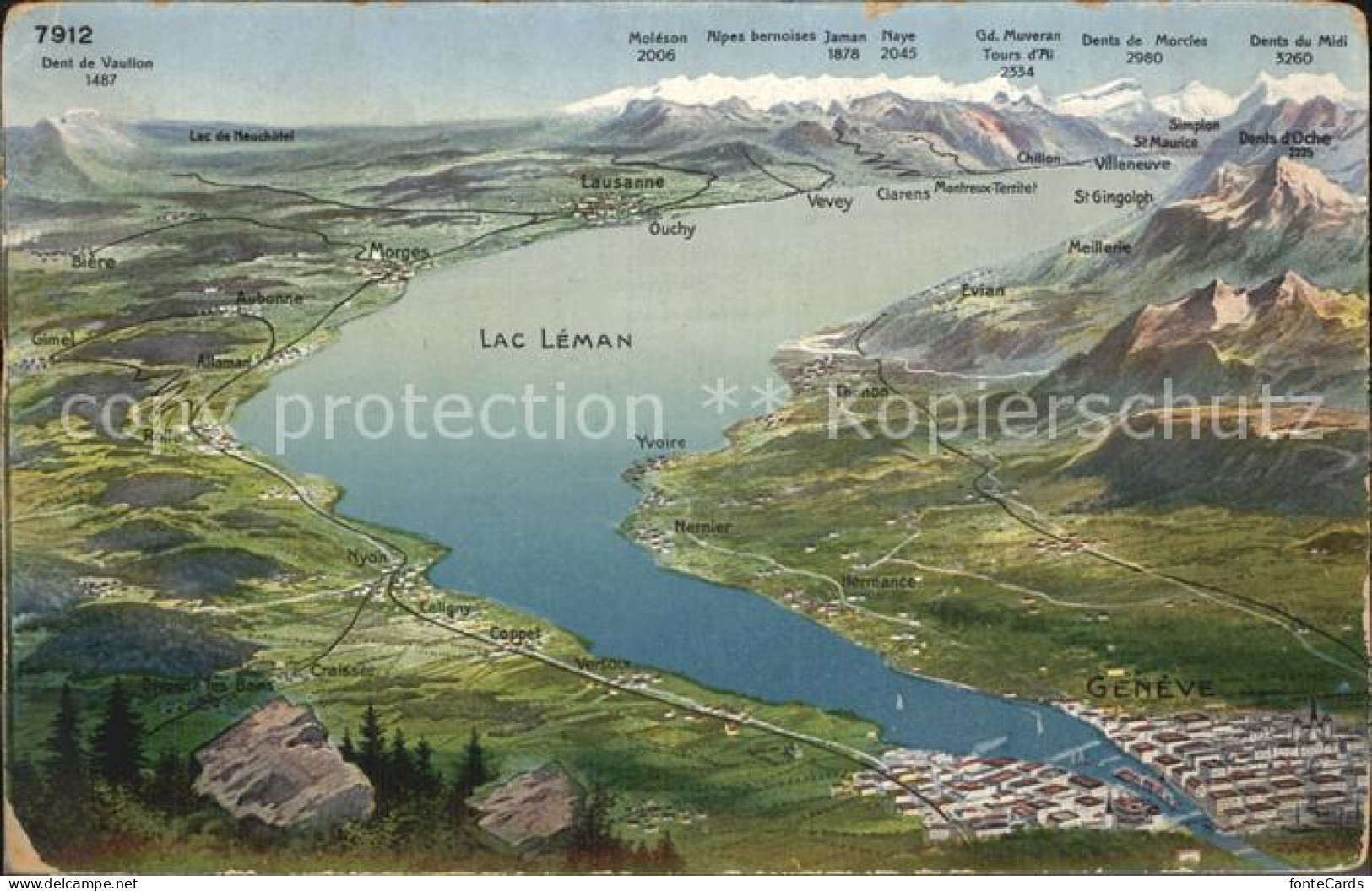 12476211 Geneve GE Panoramakarte Avec Lac Leman Geneve - Sonstige & Ohne Zuordnung