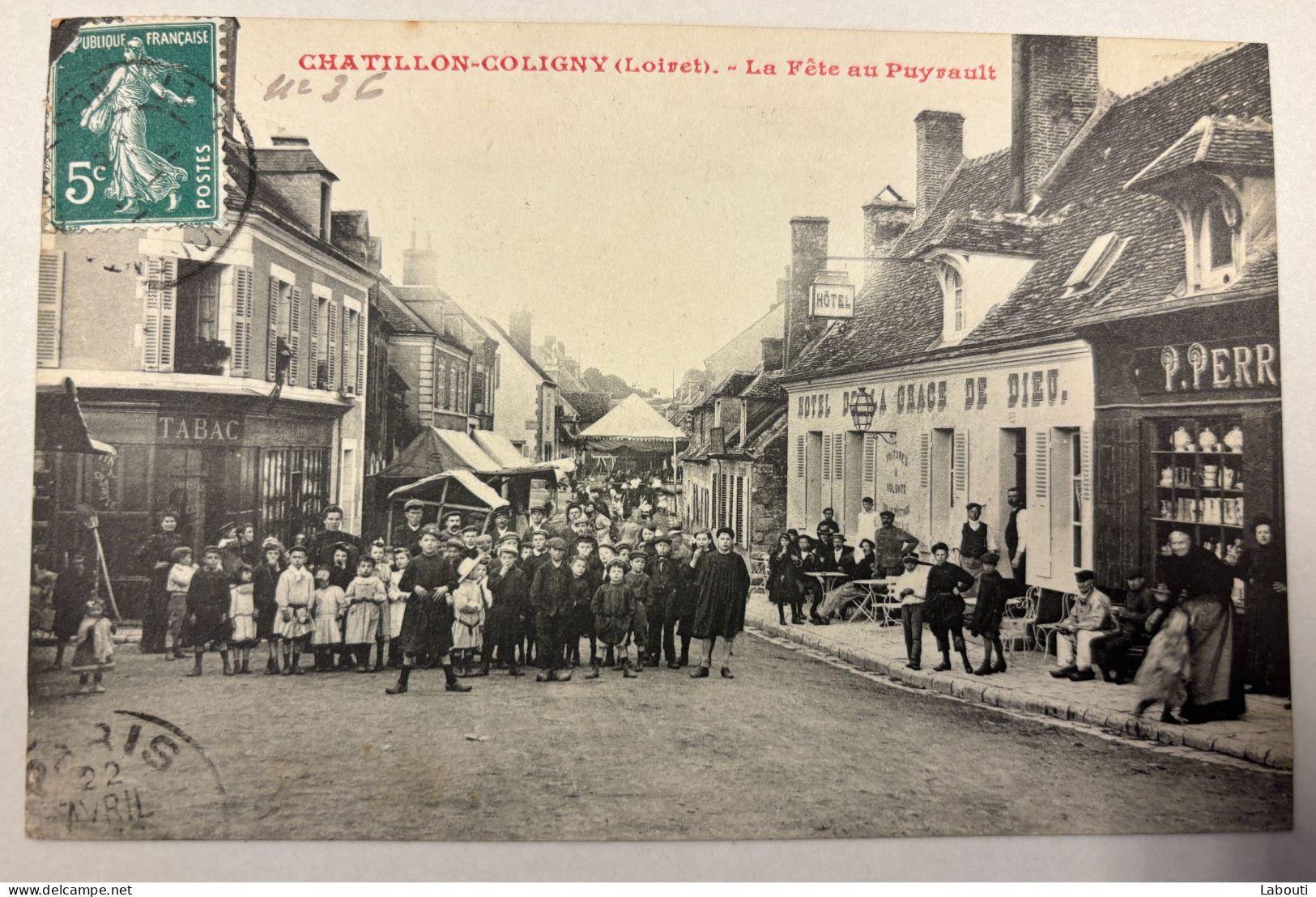 Chatillon-Coligny Loiret La Fête Au Puyrault Cachet BM Voyagé Vers Viet-nam Tonkin 1910 - Chatillon Coligny