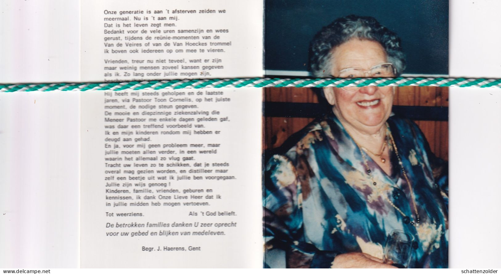 Marie Van De Veire-Van Hoecke, Kluizen 1909, Gent 1995. Foto - Obituary Notices