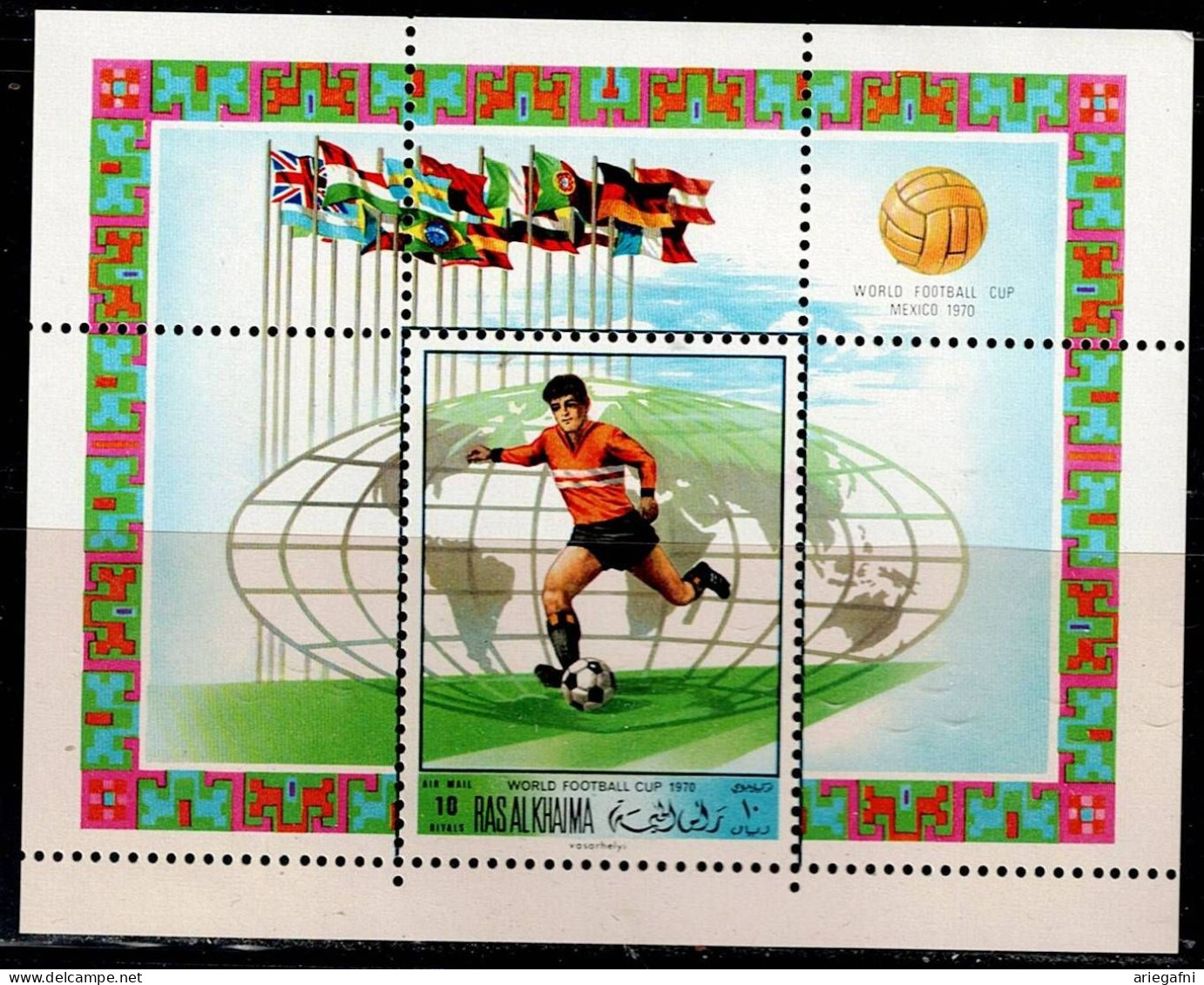RAS AL KHAIMAH 1970 FOOTBALL WORLD CHAMPIONSHIP MEXICO   BLOCK MI No  BLOCK 79 MNH VF!! - Autres & Non Classés
