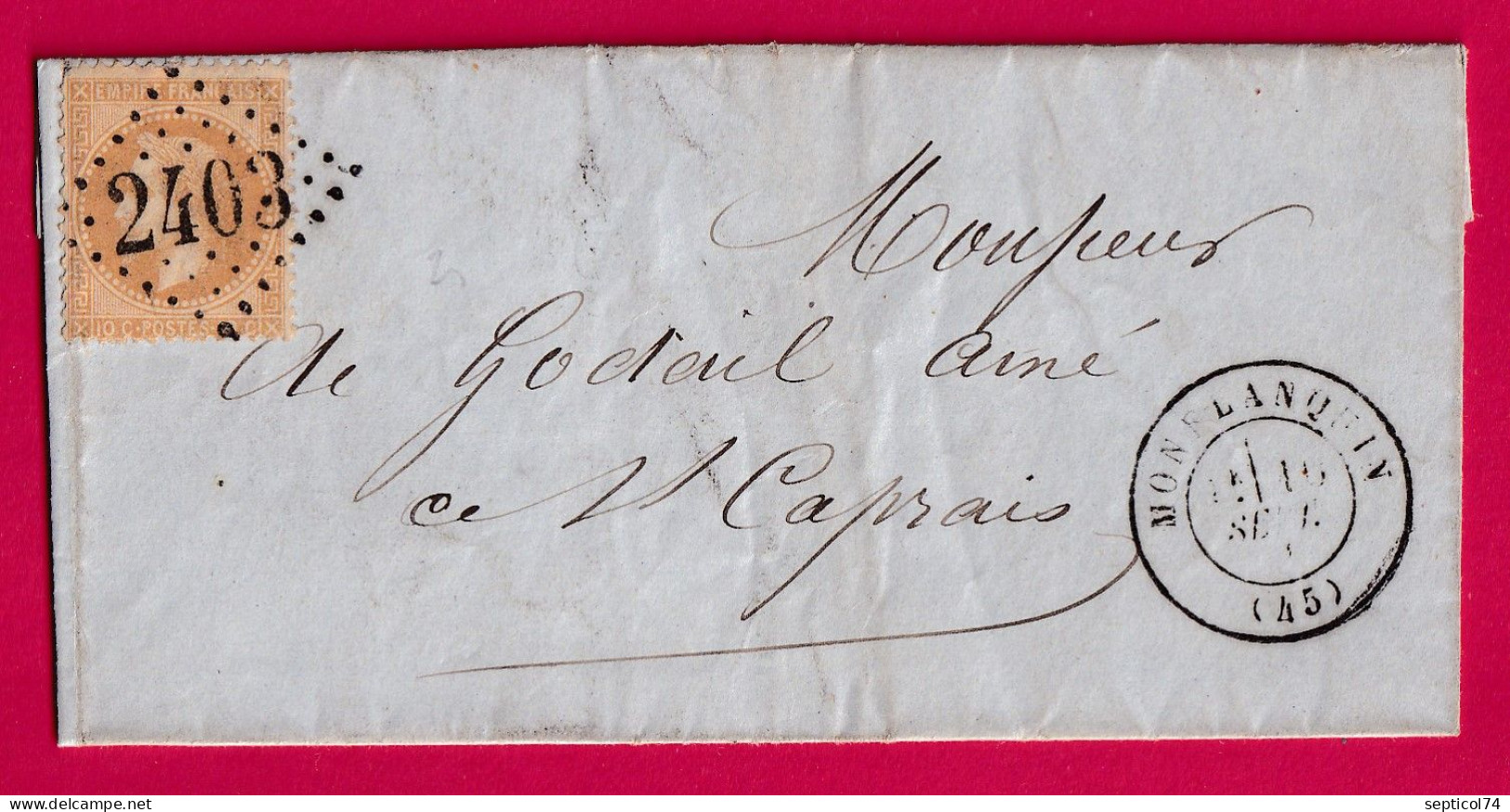 N°28 GC 2403 MONFLANQUIN LOT ET GARONNE POUR ST CAPRAIS LETTRE - 1849-1876: Classic Period