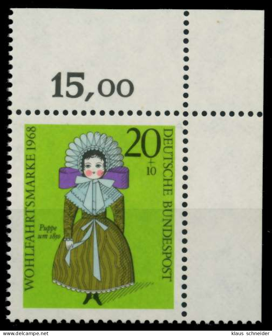 BRD 1968 Nr 572 Postfrisch ECKE-ORE X8C6CEA - Unused Stamps