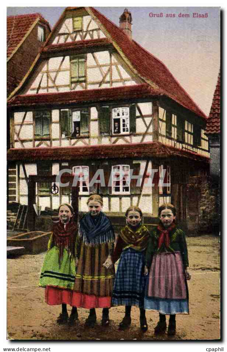 CPA Folklore Alsace Enfants - Women