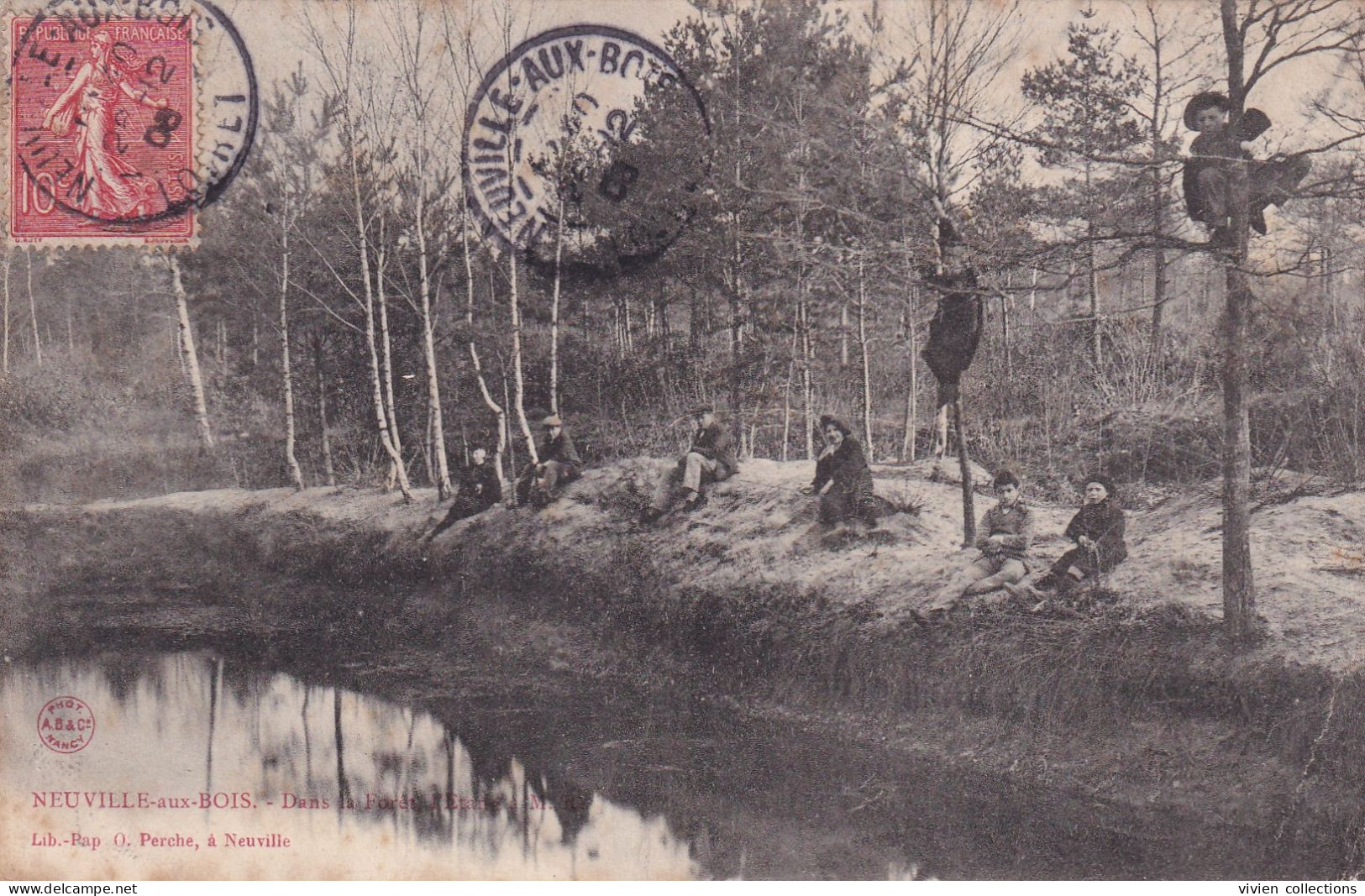 Neuville Aux Bois (45 Loiret) Dans La Forêt L'étang à M.  R.  - édit. Librairie Perche Circulée 1908 - Other & Unclassified