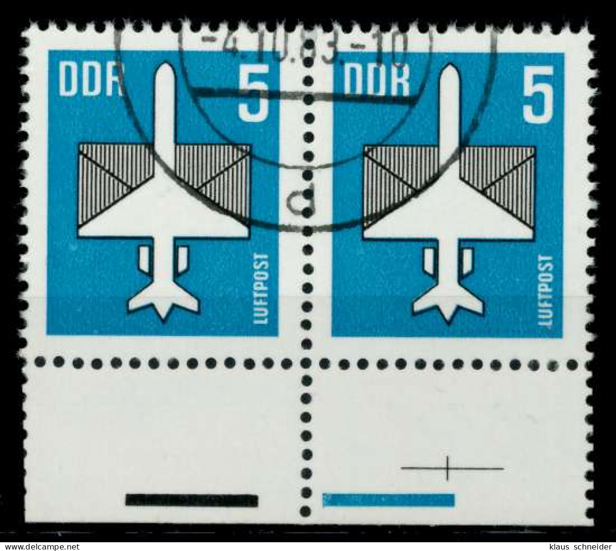 DDR DS LUFTPOST Nr 2831v Gestempelt WAAGR PAAR URA X958F4E - Used Stamps