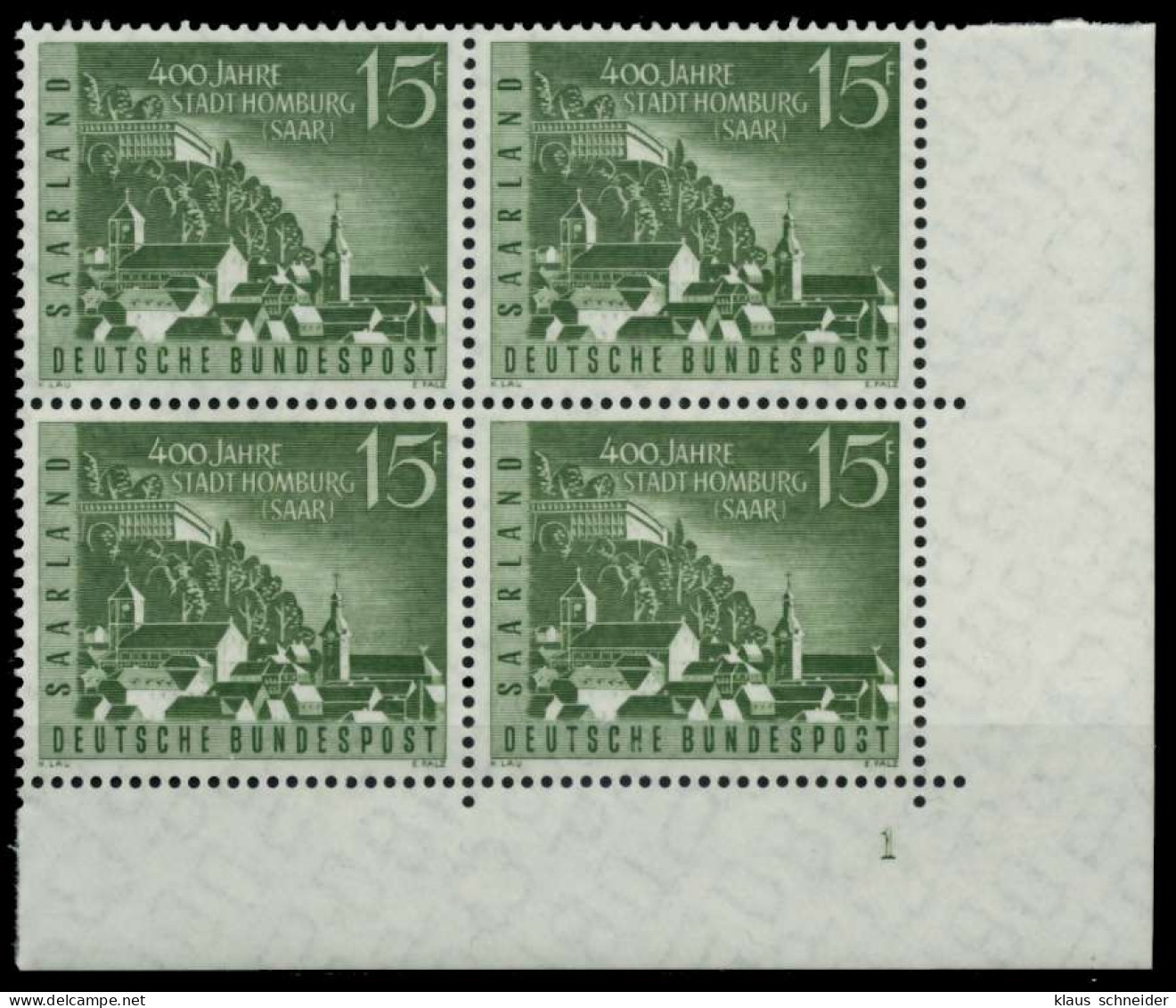 SAAR OPD 1958 Nr 436 Postfrisch VIERERBLOCK FORM1 X976CA2 - Nuevos