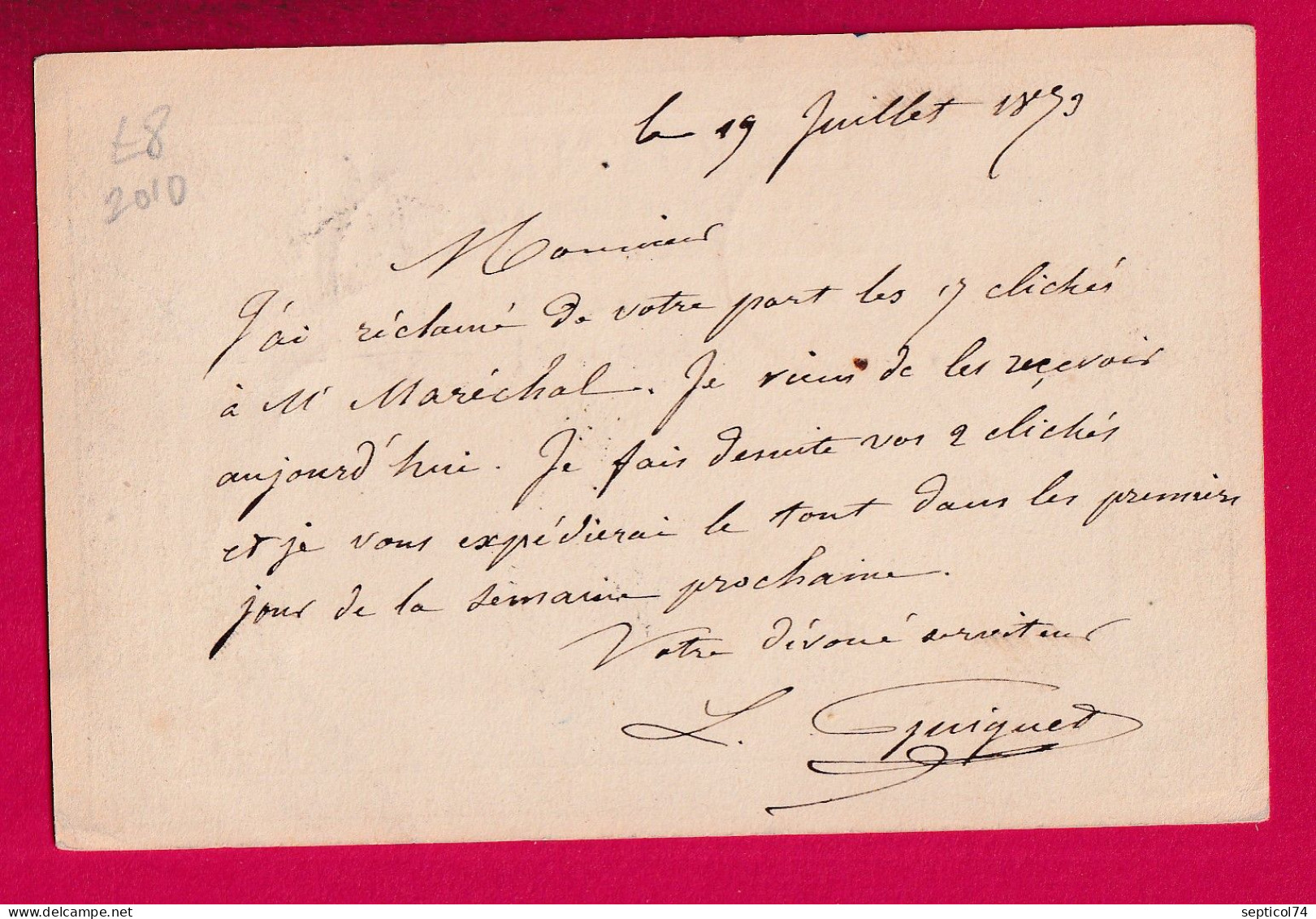 N°59 PARIS ETOILE 15 R BONAPARTE POUR SOISSONS AISNE CARTE PRECURSEUR LETTRE - 1849-1876: Klassik