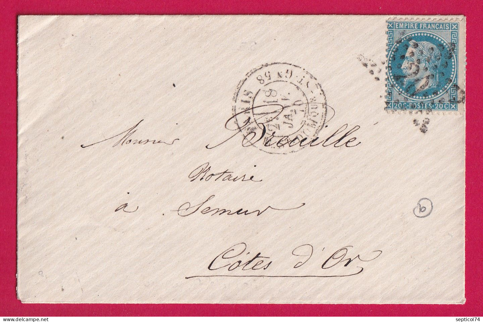 N°29 PARIS ETOILE 20 R ST-GN 58 POUR SEMUR EN AUXOIS COTE D'OR LETTRE - 1849-1876: Klassik