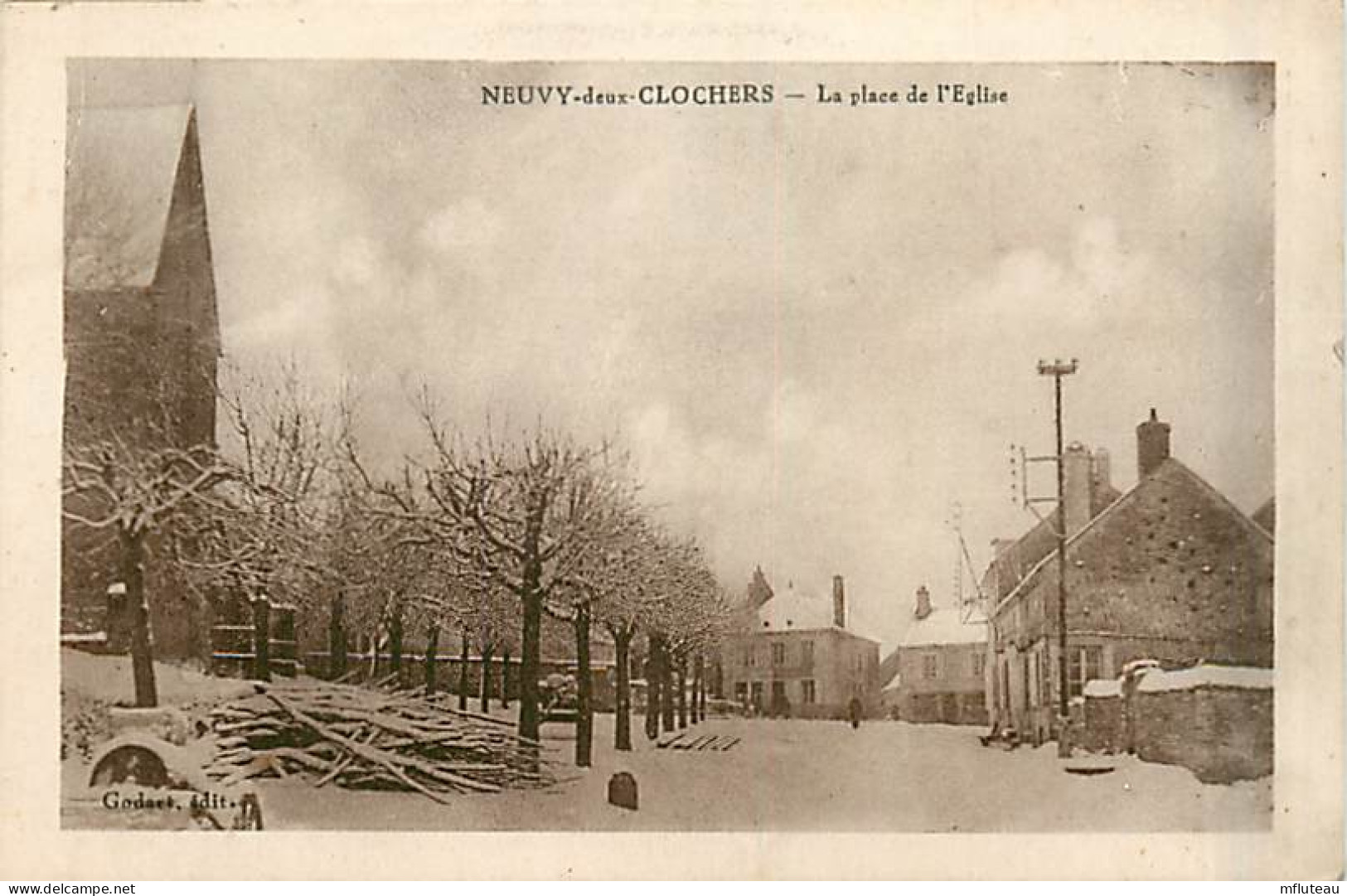 18* NEUVY DEUX CLOCHERS  Place Eglise   (neige)          MA90,0007 - Sonstige & Ohne Zuordnung