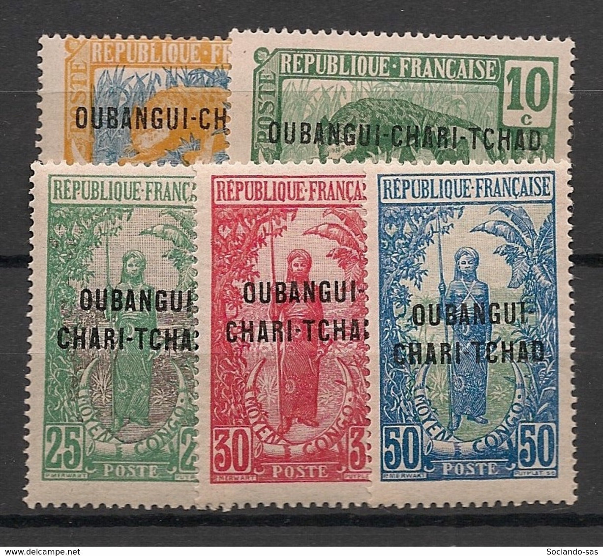 OUBANGUI - 1922 - N°YT. 20 à 24 - Série Complète - Neuf Luxe ** / MNH / Postfrisch - Ungebraucht