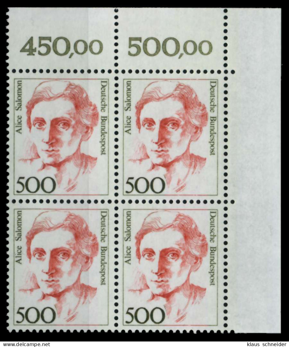 BRD DS FRAUEN Nr 1397 Postfrisch VIERERBLOCK ECKE-ORE X730382 - Unused Stamps