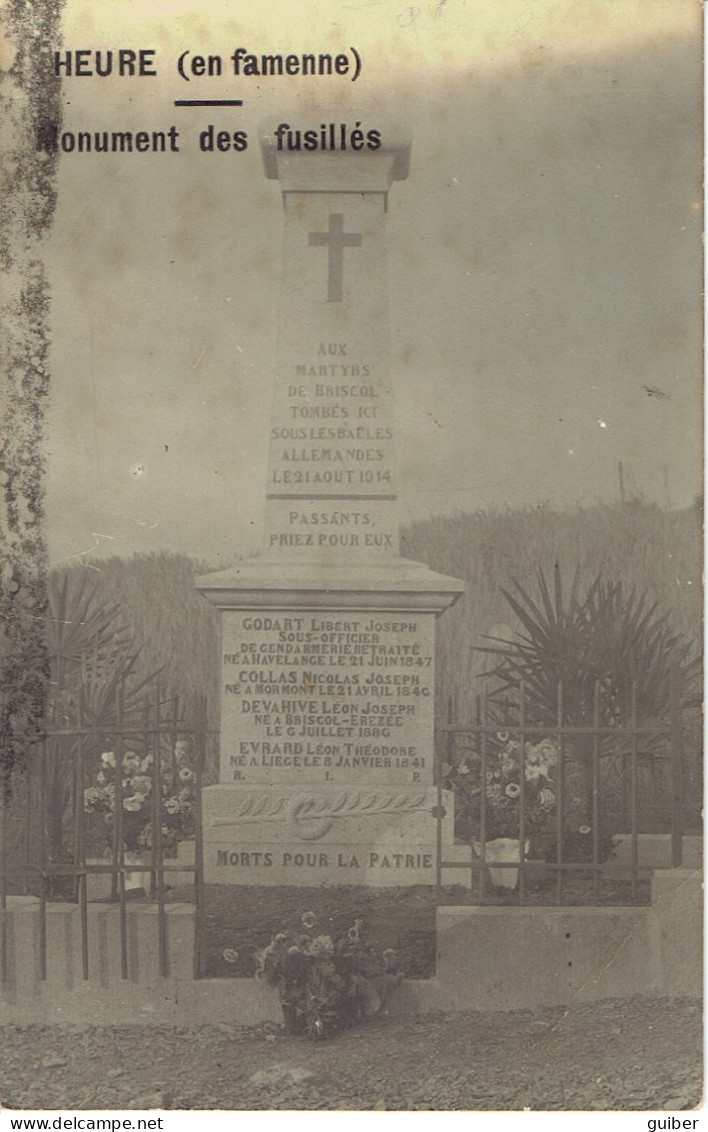 Somme Leuze Heure En Famenne Monument Des Fusilles De La Guerre 1914 Carte Photo - Somme-Leuze